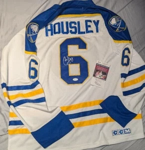 NHL HOF PHIL HOUSLEY SIGNED BUFFALO SABRES THROWBACK JERSEY WITH JSA + - Picture 1 of 6