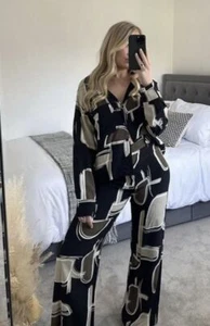 NWT ZARA Co-ord Printed Matching Set The Nina Pant/Shirt Black/Brown/Beige S, L - Picture 1 of 1