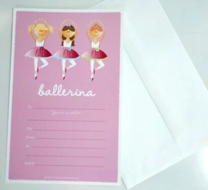 Ballet Prima Ballerina Pink Tutu Birthday Invitations, Envelopes & Magnets x 12 - Picture 1 of 5