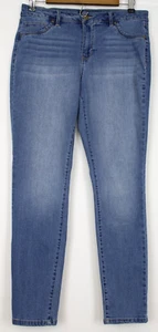 D. JEANS Size 12 Girl's Jeans Tapered Leg Zip Front Stretch Blue - Picture 1 of 5