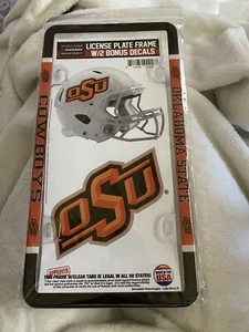 Oklahoma State Cowboys Plastic License Plate Frame With 2 Bonus Decals - Picture 1 of 2