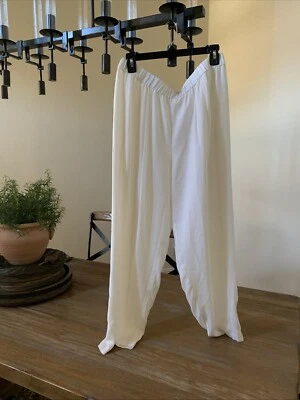 NWT Eileen Fisher Ivory Silk Georgette Crepe Lantern Pant Size PM - Image 1 of 4