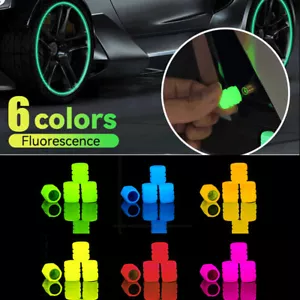 4x Tapas de válvula de neumático de automóvil luminosas Cubierta de vástago de válvula Llanta de polvo de aire Tapa brillante - Imagen 1 de 18