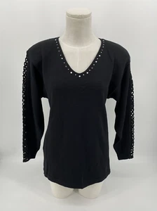 DA CAPO Pullover mit Strass Wolle-Mix Schwarz Made in Italy QVC Gr. L 42/44 - Bild 1 von 14