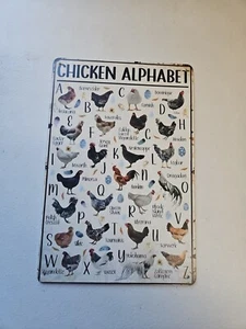 Hühneralphabet, Blechschild, 8x12, rustikal, fertig zum Aufhängen Bauernhaus - Bild 1 von 15