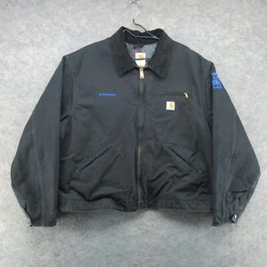 Carhartt Jacket Mens 2XL Black Detroit Blanket Lined Faded Workwear Duck Canvas - Picture 1 of 17