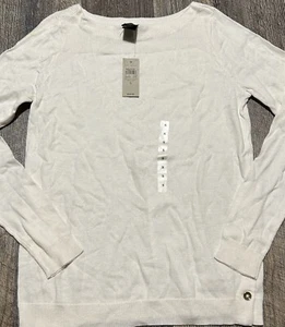NWT Ann Taylor Women’s White Crew Neck Pullover Lightweight Sweater Size Small - Picture 1 of 3