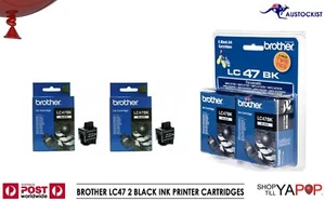 BROTHER LC47 2x PAQUETE COMBO NEGRO CARTUCHOS DE TINTA SELLADOS NUEVOS EN CAJA AUTÉNTICOS - Imagen 1 de 1