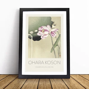 Songbird & Lotus Print By Ohara Koson Exhibition Framed Canvas Wall Art Print - Picture 1 of 9