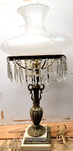 VINTAGE ASTRAL LAMP ORIGINAL SHADE, BRONZE/MARBLE BASE 24 IN. - Picture 1 of 3