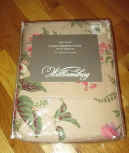NIP Williamsburg Pair MADISON BOUQUET English Rose Drapery Curtains 100 x 84 - Picture 1 of 8