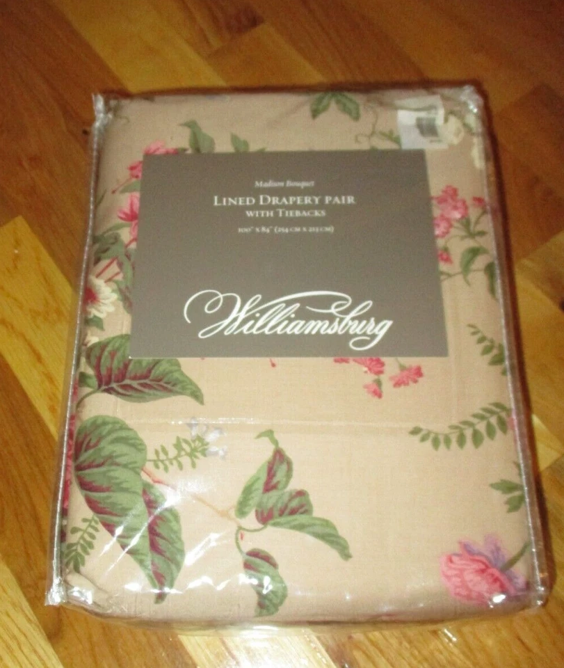 Новый нераспакованный Williamsburg пара MADISON BOUQUET английская роза драпировки занавески 100 x 84 - Изображение 1 из 4