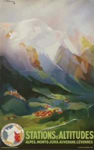 STATIONS ALTITUDES ALPES MONTS JURA AUVERGNE CEVENNES RAILWAY PLM OLD POSTER - Picture 1 of 1