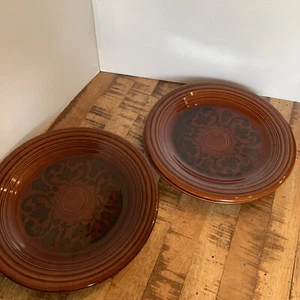 Fiesta Ware Brown Vintage Sheffield Amberstone Dinner Plate Size 10 1/4 Set Of 4 - Picture 1 of 6