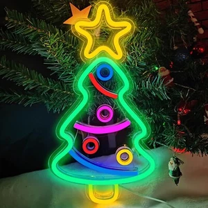 Letrero de neón de árbol de Navidad alimentado por USB acrílico luz de neón para decoración de fiestas navideñas - Imagen 1 de 10