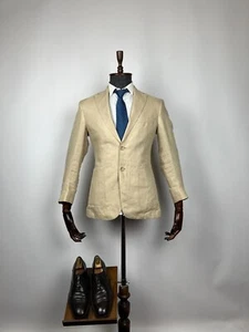 Great Leomaster Men's Ivory Summer Linen Unlined Italian Blazer Size US 38 EU 38 - Picture 1 of 12