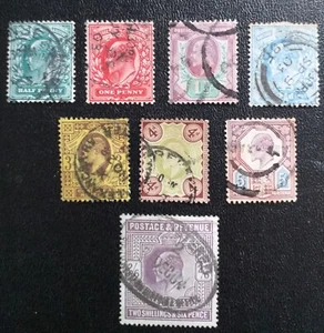 GB Edward V11 1902- 10 Good set of 8 used Stamps - Picture 1 of 2