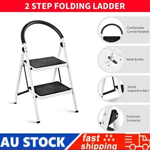 Ladder Folding Stool 2 Step Heavy Duty 150kg Capacity Industrial Lightweight - Picture 1 of 7