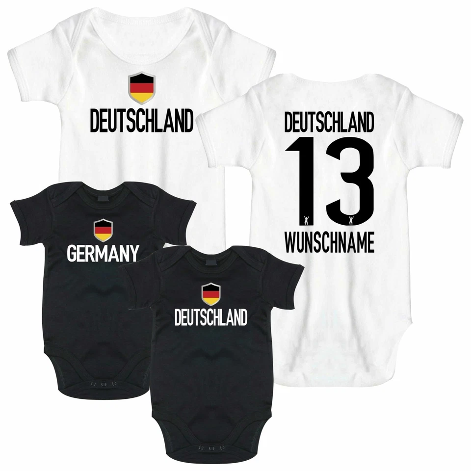 Baby Body DEUTSCHLAND Druck Nummer Name Trikot Jersey WM EM FanShirts4u