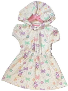 Disney Minnie Mouse Terry Cloth White Pastel Hooded Swim Cover Up Girls 5-6 - Picture 1 of 9