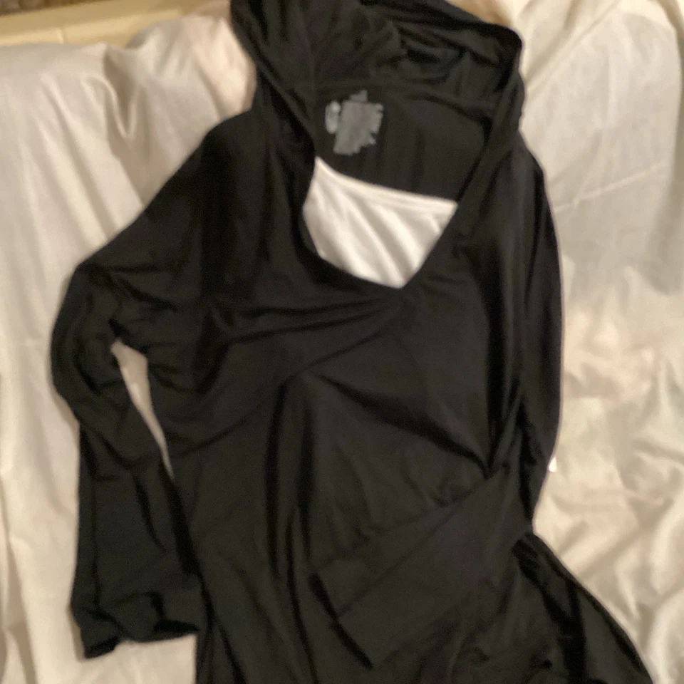 Cabernet 黑色莫代尔针织休闲睡眠上衣连帽衫 XL 全新带标签 — 第 1/1 张图片