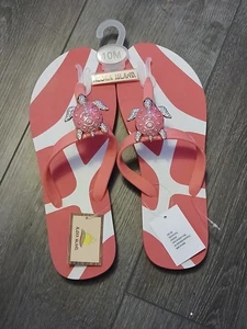 Sandalias de verano rosa Aloha Island talla 10 con tortuga - Imagen 1 de 2