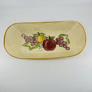 Vintage Los Angeles Calif Potteries Brot/Brötchen Schüssel Creme mit Obst Designs - Bild 1 von 12