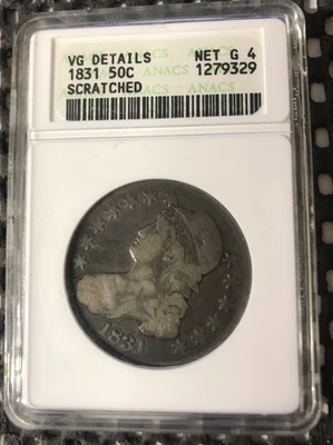 ANACS VG Details 1831 50Cent Scratched NET G4 - Image 1 of 4