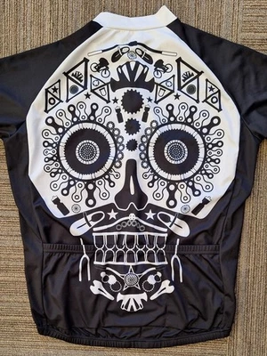 Camiseta de ciclismo Primal Primal cadena calavera grande para hombre negra blanca Foto 1 de 4