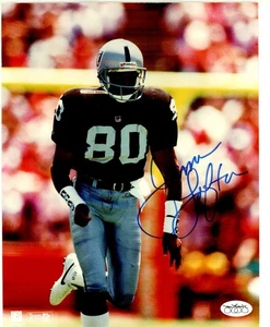 JAMES LOFTON OAKLAND RAIDERS FIRMADO AUTO 8" X 10" FOTO PEGATINA JSA - Imagen 1 de 3