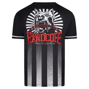 100% HARDCORE Soccer T-Shirt "Striped Distorted" | Black |  Gabber Schwarz - Picture 1 of 2