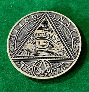 Golf Ball Marker Metal-Freemasonry Illuminati Masonic 1776 Coin 2-SIDED - Picture 1 of 2