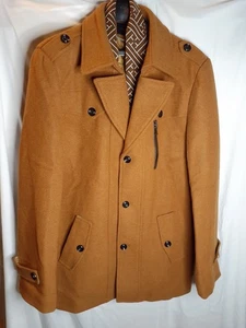 Jingpinfushi Mens Classic Wool Blend Button Brown Overcoat/Trench Size XL - Picture 1 of 16