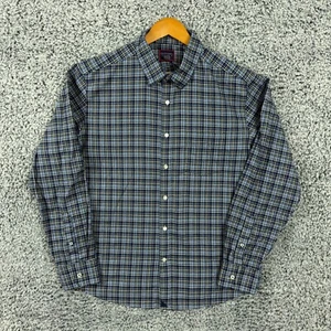 Camicia Untuckit Adulto Extra Large Blu Plaid Bottoni Cotone Pesante Uomo XL - Foto 1 di 14