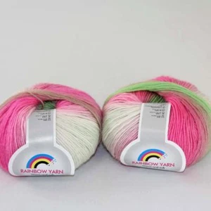 C New 2Skein*50g Cashmere Wool Rainbow Wrap Shawl Knitting Hand Knitwear Yarn 06 - Picture 1 of 24