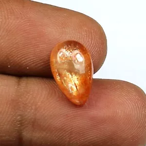 Natural Red Sparkly Sunstone Quartz Gemstone Cabochon Pear Shape 13x8x4.6 MM - Picture 1 of 4