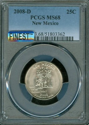 2008 D NEW MEXICO STATE QUARTER PCGS MS68 PQ MAC FINEST & SPOTLESS  . - Image 1 of 2