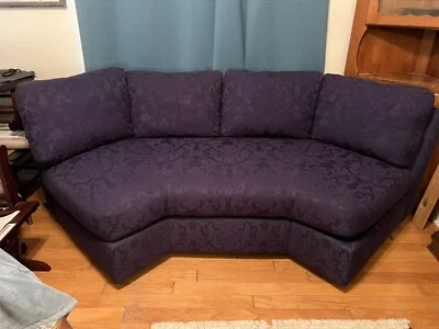 Henredon Blue Curved Small Loveseat - Image 1 of 4