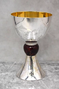 Antique Tassilo Style Chalice, All Silver Plated, Gold Lined Cup, 6 7/8"(CU2109) - Picture 1 of 15