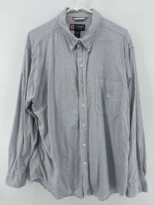 Chaps Long Sleeve Button Up Shirt Mens Size Large Blue White Stripes Fast Ship - Picture 1 of 9