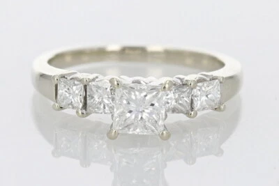 1.26ctw Diamond Solitaire with Accents Engagement Ring 14k White Gold Size 7 - Image 1 of 4