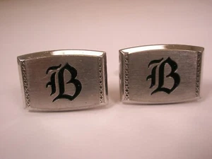 B Monogram Initial Letter  Vintage HICKOK Cuff Links bob bart bert benjamin ben - Picture 1 of 8