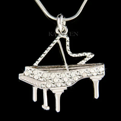 Grande Pianoforte ~ IN Swarovski Cristallo Musica Strumento Collana Natale - Immagine 1 di 2