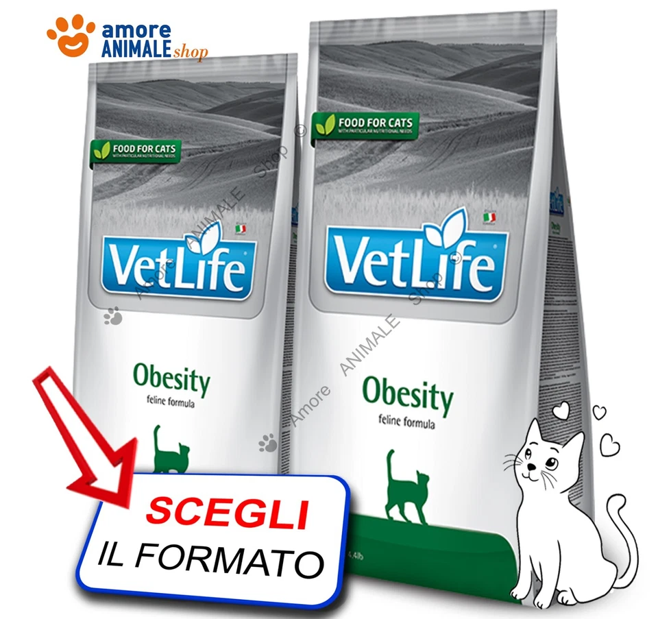 Farmina Cat VET LIFE Natural → Obesity - 400 gr / 2 / 5 kg - Mangime Gatto Gatti