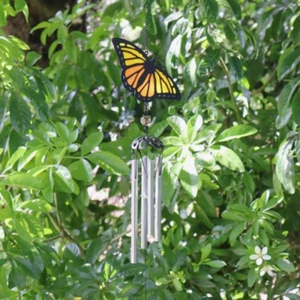 Stained Glass Effect Butterfly Wind Chime with Crystal dropper Garden Decor - Picture 1 of 2