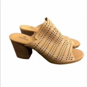 Susina Damen-Pantoletten Größe 8 Danella perforiert lasergeschnitten Blockabsatz Sandalen - Bild 1 von 8