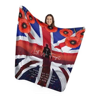 Remembrance Day Sunset Flag Design Soft Fleece Throw Blanket - Image 1 of 4