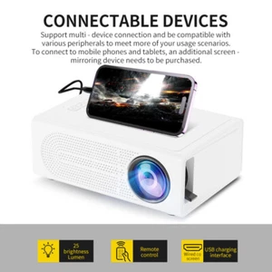 1080P Portable Mini Projector USB Power Supply For Home Cinema Outdoor Camping - Picture 1 of 12