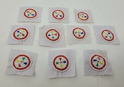 10 VTG Round Multi-Color Glass Seed Bead Tribal Native Craft Appliques Patches - Image 1 of 4