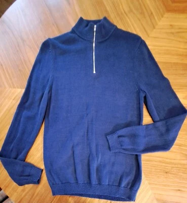 ASOS Navy Very Smart Slim Fitting Zip-Up Jumper ~ UK Size M 38" - Image 1 of 4